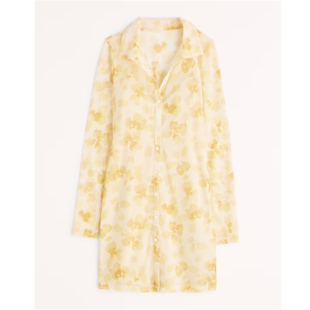 NWOT ABERCROMBIE Long-Sleeve Mesh Shirt Dress